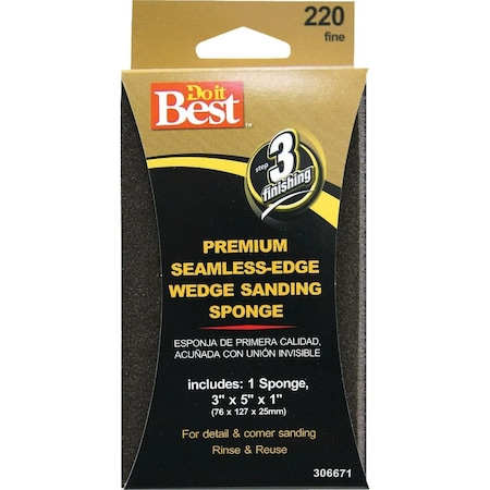 All-Source Premium Wedge 3 In. x 5 In. x 1 In. 220 Grit Fine Sanding Sponge 7346004